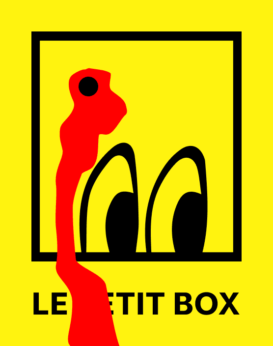 Yellow Boxie sticker with a red streak over the left side