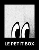 Black Boxie sticker with a textured white center and Le Petit Box wordmark