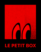 Black Boxie sticker with a red center and red Le Petit Box wordmark